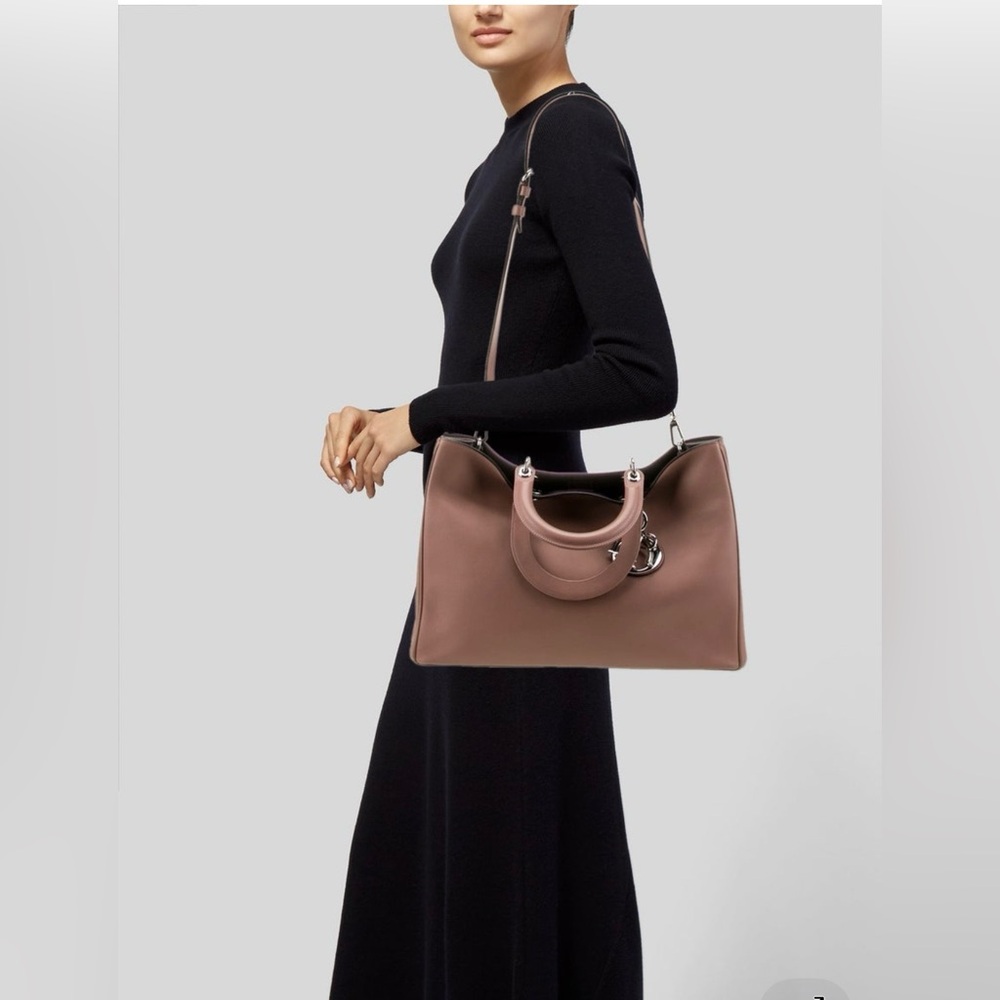 Christian Dior large Diorissimo Leather Satchel Dusty Rose-Taupe removable pouch - Picture 16 of 16